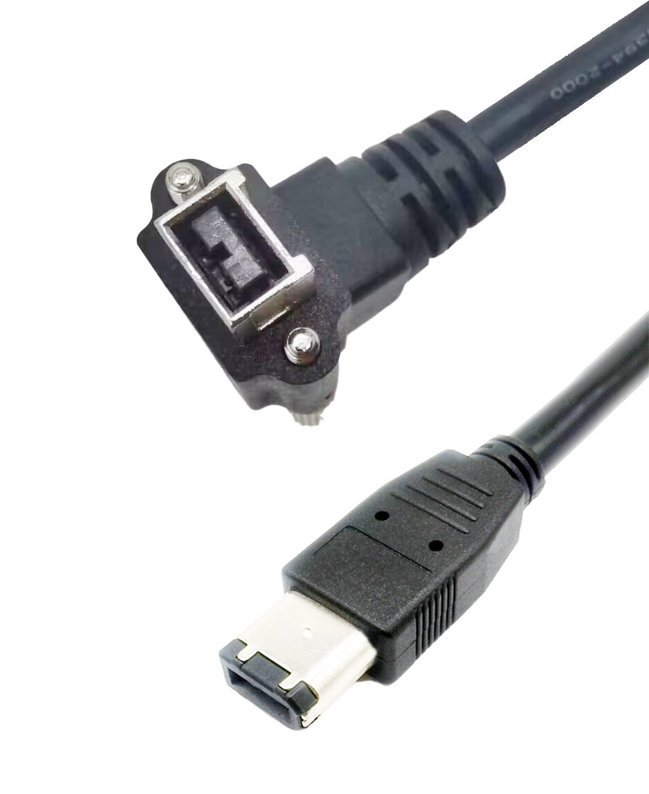 IEEE1394 9针公转90度锁螺丝式卡槽朝外 对 6针普通式质量保证屏蔽效果好长度可根据客人需求订制