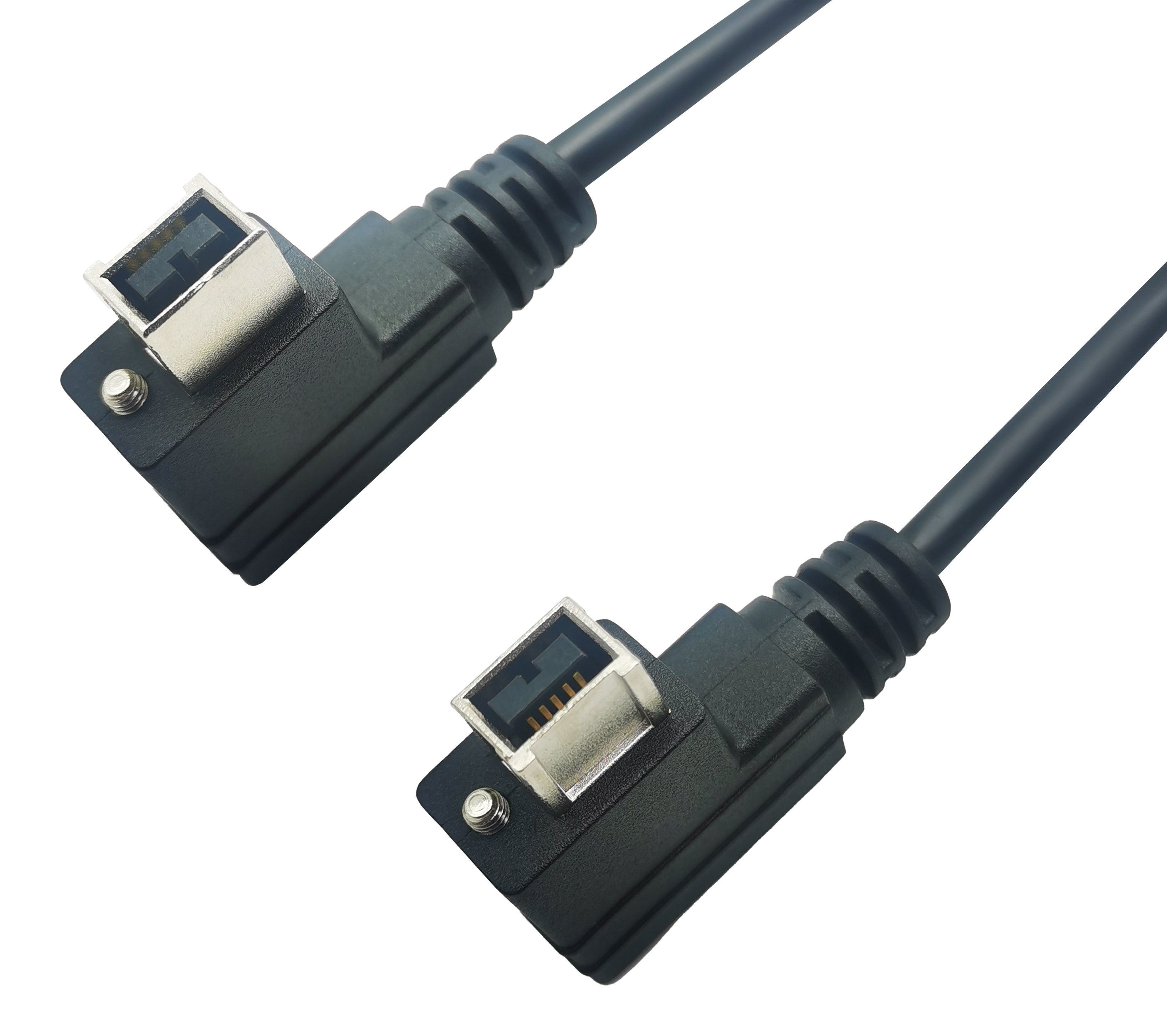 IEEE1394 9针侧弯转90度锁螺丝式质量保证屏蔽效果好长度可根据客人需求订制