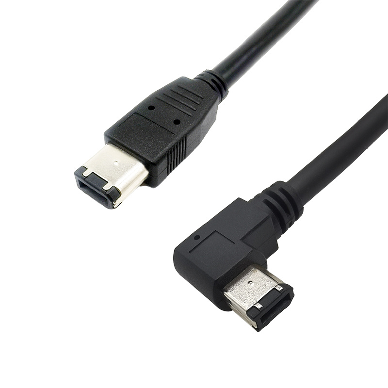 IEEE1394 6针公对公转90度侧弯质量保证屏蔽效果好长度可根据客人需求订制