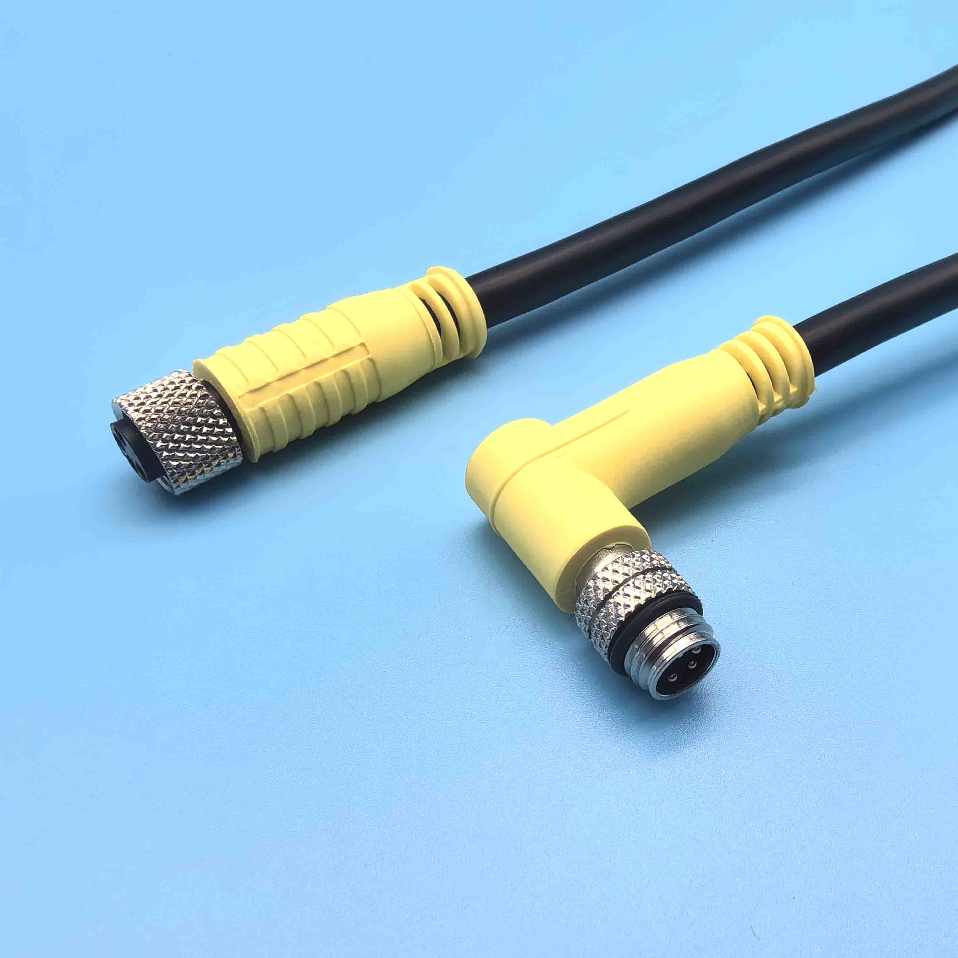 M8 A-CODE 2pin 3pin 4pin 6pin 8pin Male 90D cable