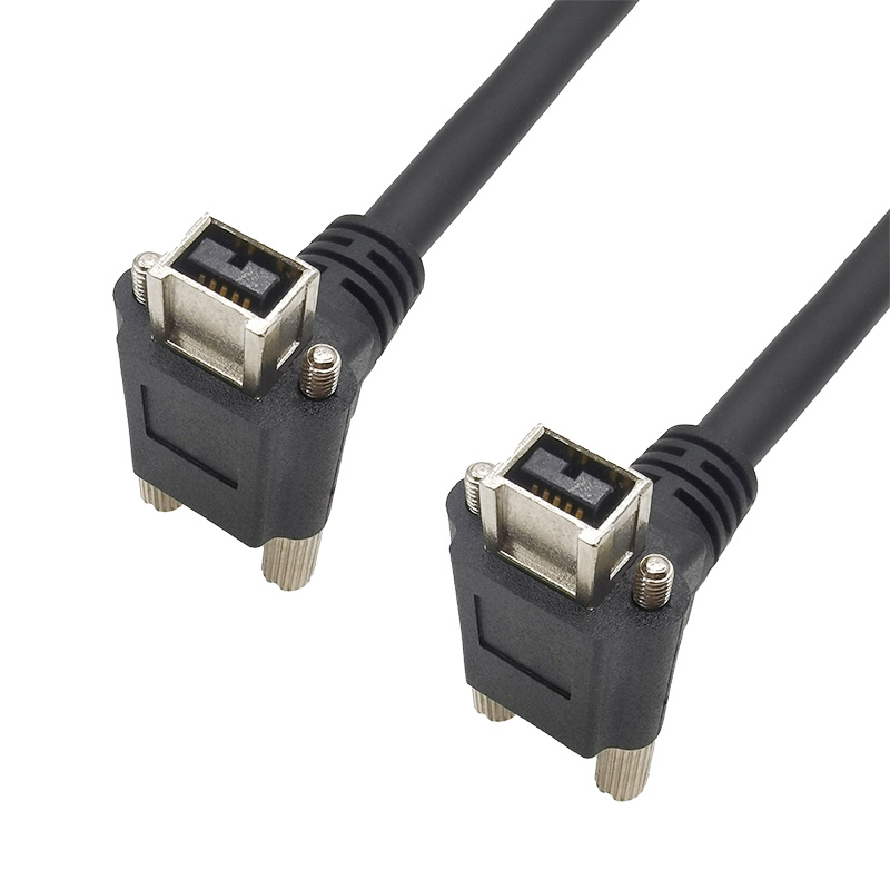 IEEE1394 9针公对公转90度锁螺丝式质量保证屏蔽效果好长度可根据客人需求订制