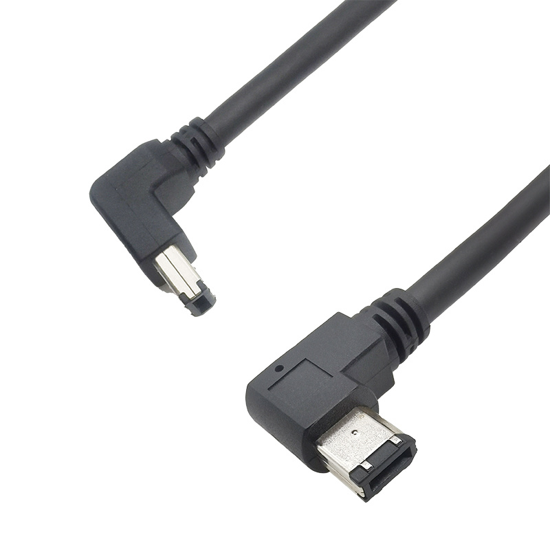 IEEE1394 6针公对公90度对侧弯90度质量保证屏蔽效果好长度可根据客人需求订制