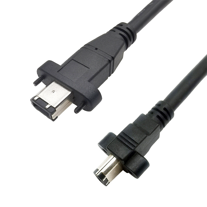 IEEE1394 6针公对公短锁螺丝式对竖插头锁螺丝式质量保证屏蔽效果好长度可根据客人需求订制