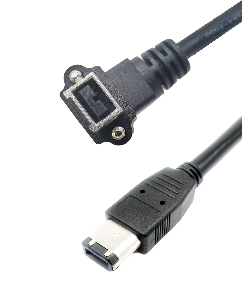IEEE1394 9针公转90度锁螺丝式卡槽朝内 对 6针普通式质量保证屏蔽效果好长度可根据客人需求订制