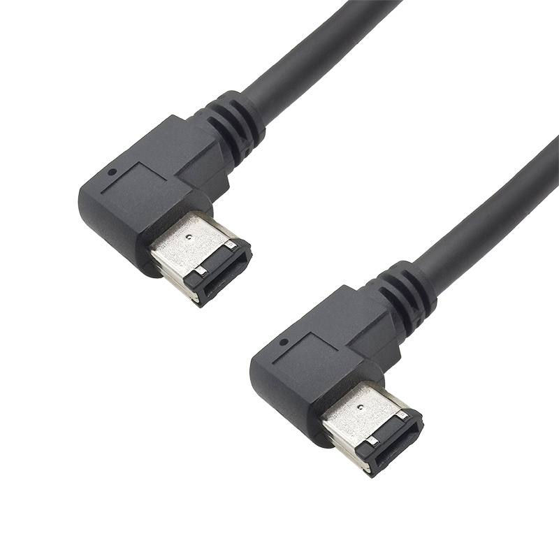 IEEE1394 6针公对公侧弯90度质量保证屏蔽效果好长度可根据客人需求订制